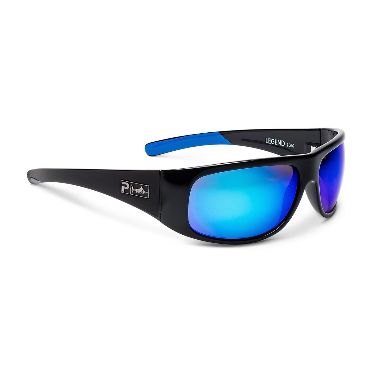 Pelagic Polarized LEGEND Gloss Black Sunglasses Blue Lens